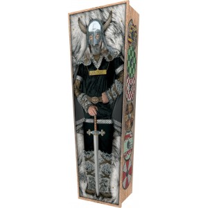 Sleeping Viking - Personalised Picture Coffin with Customised Design.
